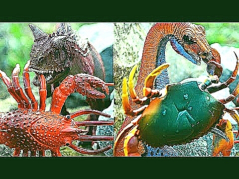 ДИНОЗАВРЫ Битва Карнотавра и Теризинозавра с огромным Раком и Крабом Динозавры мультик Игрушки ТВ 