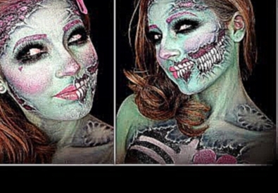 Halloween Makeup Tutorial: Cute Glittery Cartoon Zombie 