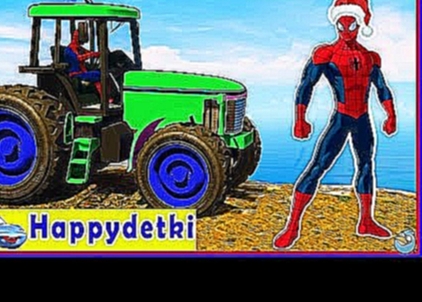 Человек паук катается на тракторе, учимся считать, мультики 