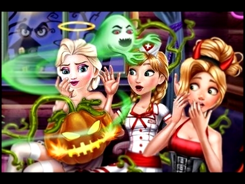 Disney Spooky Cabin Halloween - Elsa, Anna And Rapunzel/Мультик игра Напугать принцесс Диснея 