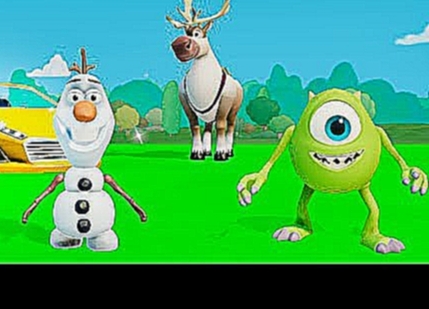 Мультик игра для детей Снеговик Олаф, Олень Свен и Майк играют с МАШИНКАМИ ТАЧКИ ДИСНЕЙ 