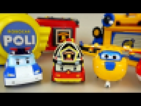 Robocar Poli car station and Super Wings robot airplane toys Andrew SrRigdon 