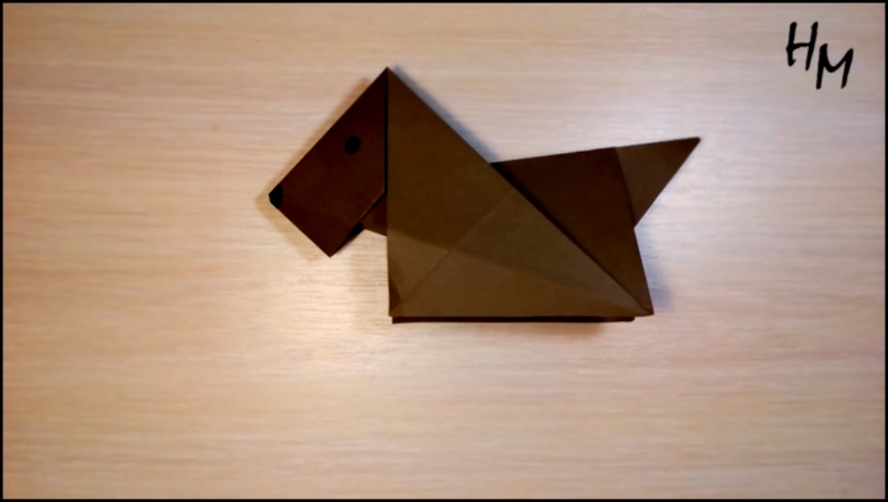 Оригами собачка из бумаги 