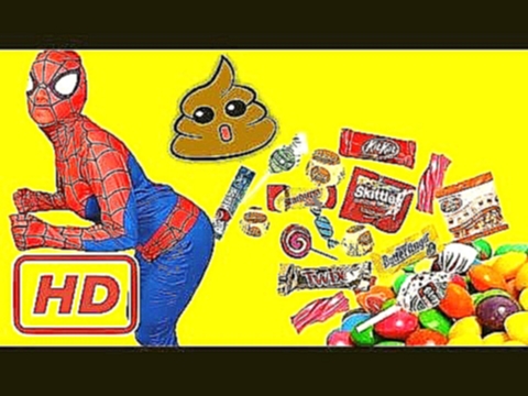 Человек Паук какает цветными сюрприз конфетами против Джокера Эльза Анна 2017 