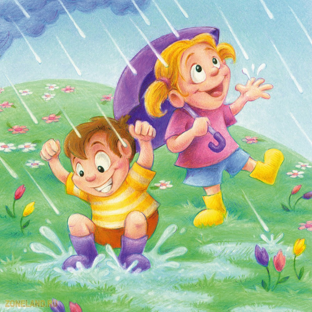Дождик капает по лужам. фото Детская песня