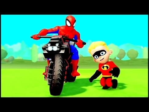 Человек Паук и Халк вместе с Суперсемейка катаются на машинках 
