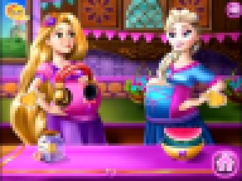 Мультик игра Принцессы Диснея: Беременные Эльза и Рапунцель Elsa And Rapunzel Pregnant BFFs 
