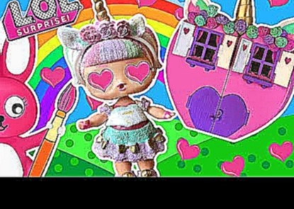 LOL Surprise Doll Unicorn gets a 5 Minute Craft New remix House Makeover with Giggles the Pink Bunny 