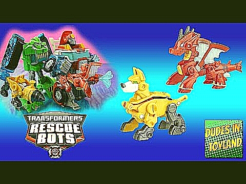 Transformers Rescue Bots toys Rescue Mini Con Friends Servo dog Drake the dragon toy videos for kids 