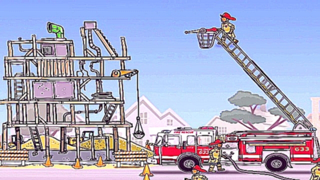Пожарная машина с командой пожарных - Развивающий мультик для детей про спецтехнику 