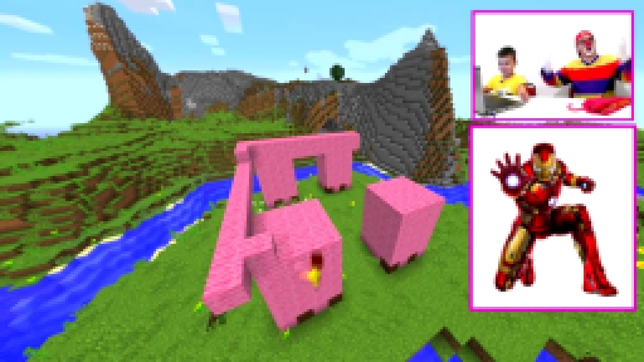 Майнкрафт Minecraft видео для детей с клоуном Димой. Стройка из майнкрафт блоков 